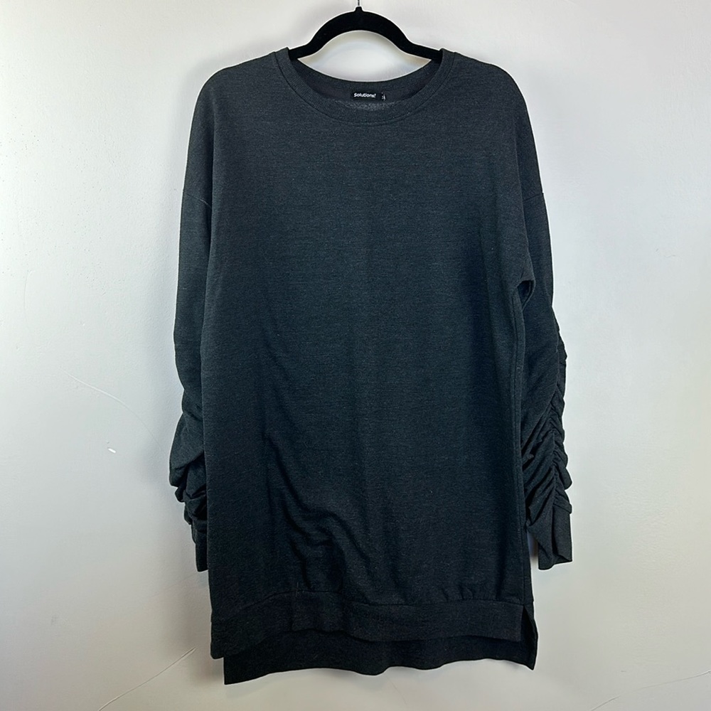 Sweatshirt dress with ruffled long sleeves